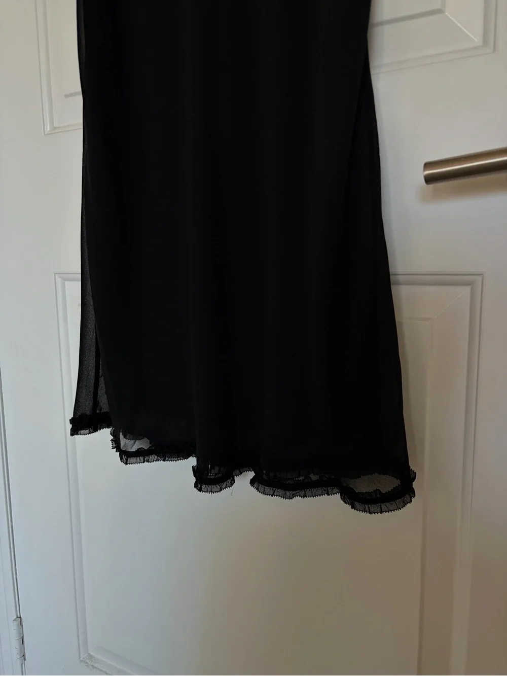 Aritzia Camelot Black V-Neck Midi Dress with Sheer Cap Sleeves - Picture 5 of 5